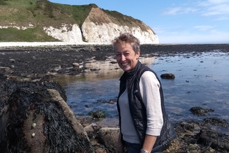 Joan Edwards at Flamborough Cliffs
