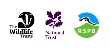 Logos for The Wildlife Trust, National Trust and RSPB