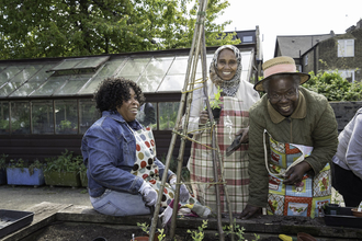 Elderly women gardening