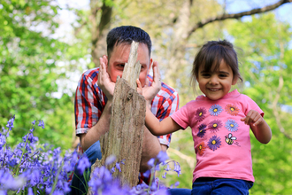 Mother and daughter in bluebells