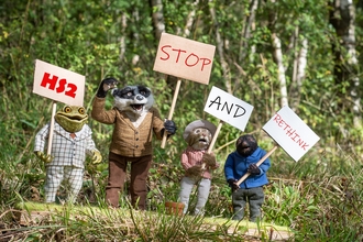 puppets protesting