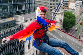 Hogan Lovells employee abseiling in fancy dress for The Wildlife Trusts!