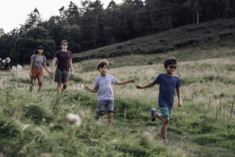 family in field