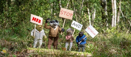 puppets protesting