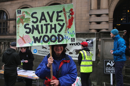 Protest over development on ancient woodland, Smithy Wood, Sheffield Wildlife Trust