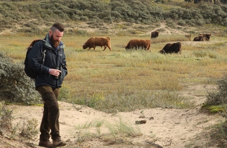 Paul Hadaway at the Dutch bison project, photo credit Evan Bowen-Jones