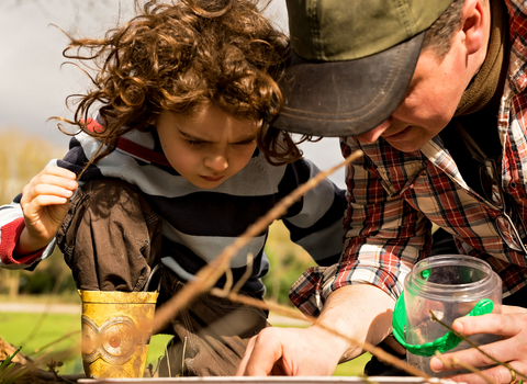 Father and son learning