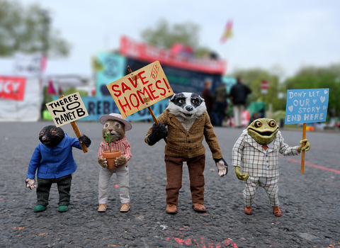 puppets protesting