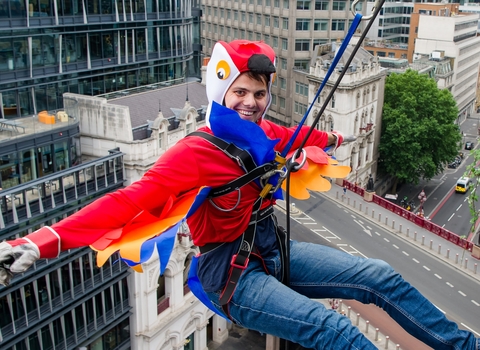 Hogan Lovells employee abseiling in fancy dress for The Wildlife Trusts!