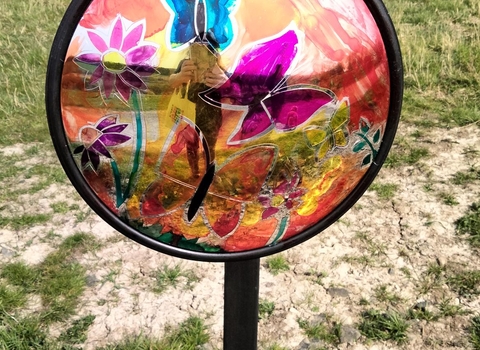Colourful mirror outside