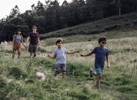 family in field